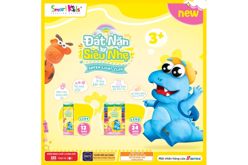 SMARTKIDS RA MẮT ĐẤT NẶN SIÊU NHẸ THẾ HỆ MỚI, MỀM MỊN, KHÔNG DÍNH TAY, TỰ KHÔ TỰ NHIÊN