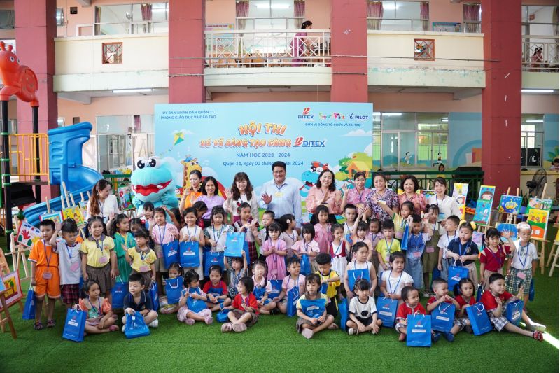 238 thí sinh mầm non tham dự hội thi “Bé Vẽ Sáng Tạo Cùng BITEX” cấp Quận 5 và cấp Quận 11 năm học 2023 - 2024