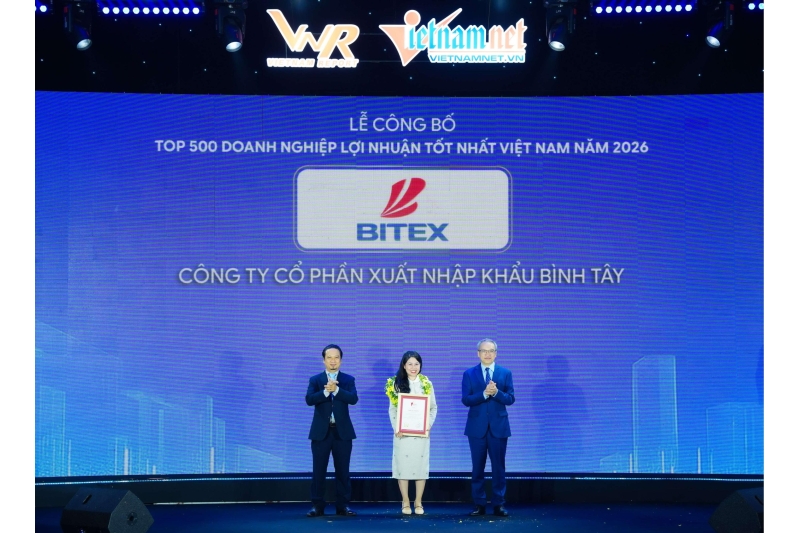 BITEX ĐẠT DANH HIỆU TOP 500 DOANH NGHIỆP LỢI NHUẬN TỐT NHẤT VIỆT NAM 2026