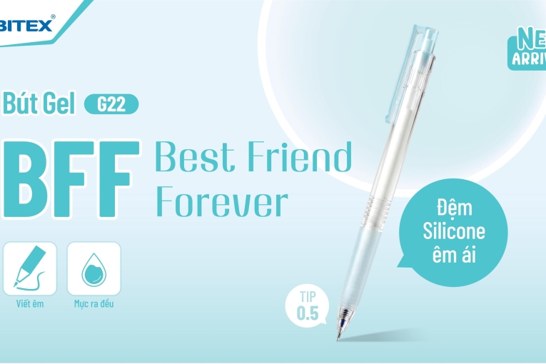 BÚT GEL BITEX BFF G22 – ÊM MƯỢT TỪNG NÉT, ĐỒNG HÀNH MỖI NGÀY
