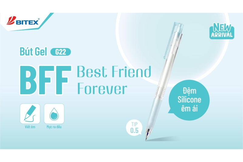 BÚT GEL BITEX BFF G22 – ÊM MƯỢT TỪNG NÉT, ĐỒNG HÀNH MỖI NGÀY
