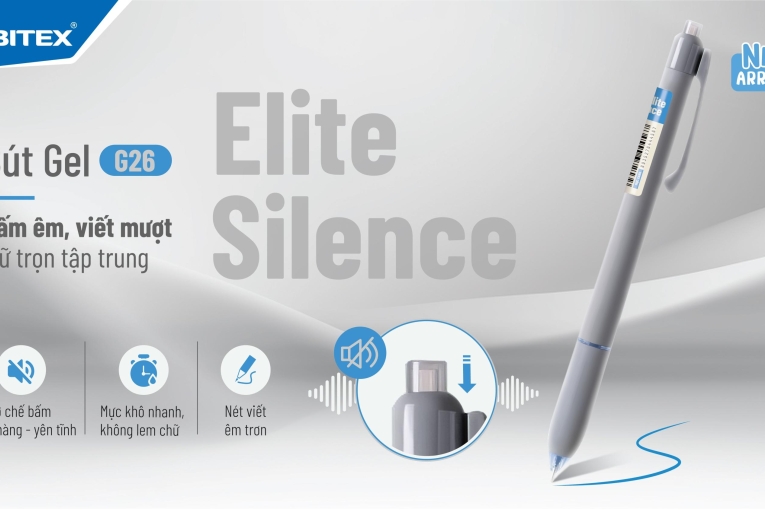 BÚT GEL BITEX ELITE SILENCE G26, BẤM ÊM, GIỮ TRỌN SỰ TẬP TRUNG