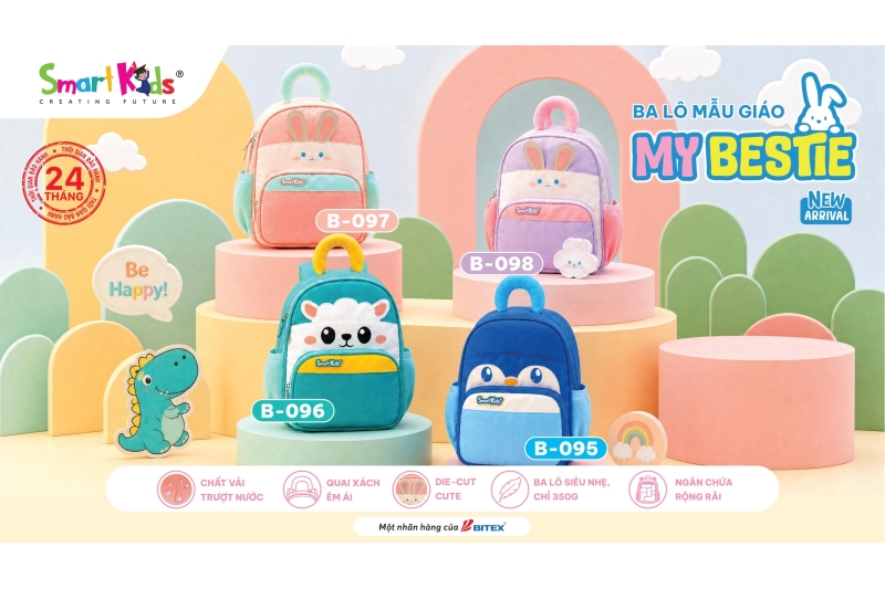 BỘ SƯU TẬP MY BESTIE, BALO MẪU GIÁO VỚI THIẾT KẾ 3D, NHẸ NHÀNG VAI BÉ 