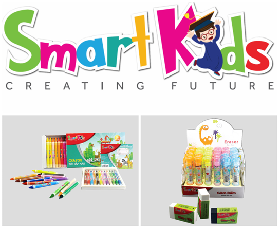 Hai đơn cử sáng giá tham gia chương trình Sản phẩm Vàng Việt Nam 2017 chính là sản phẩm Gôm SMARTKIDS và bút sáp màu SMARTKIDS.