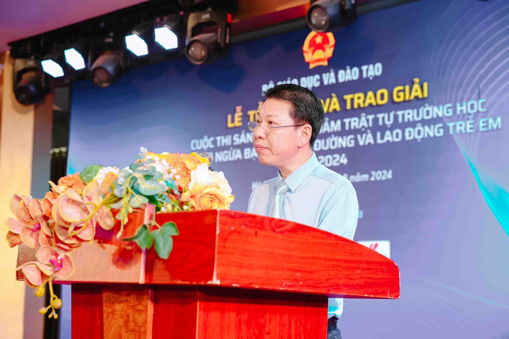 Ông Nguyễn Xuân An Việt, Phó Vụ trưởng Vụ Giáo dục Chính trị và Công tác học sinh sinh viên phát biểu đánh giá kết quả tổ chức cuộc thi 