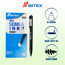 Bút Lông bi mực đen B-B01 (0.6mm) (12 cây/hộp)