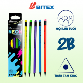 Bút chì đen 2B Neon (hộp giấy) PC07 (12 cây/hộp)